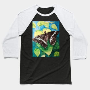 Turquoise and black butterfly watercolour painting Baseball T-Shirt